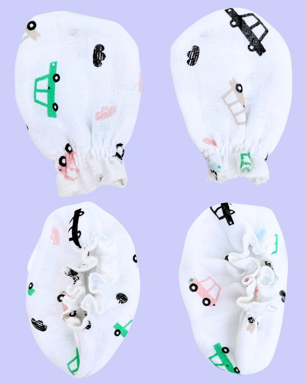 🚗 Car-Themed Mittens & Booties for Your Little Racer