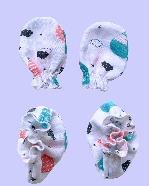 🪂 Parachute-Themed Mittens & Booties – Soft Landing for Tiny Hands & Feet