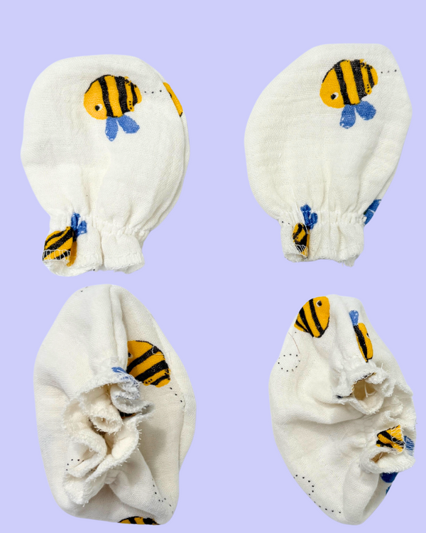 🐝 Plain Bee Mittens & Booties – Simple, Sweet & Snug